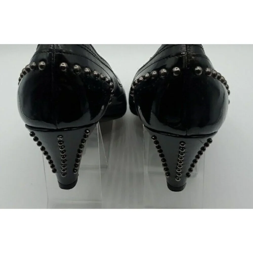 Versani Women's Black  Leather Studded Patent Leather Heels Size 8.5 B